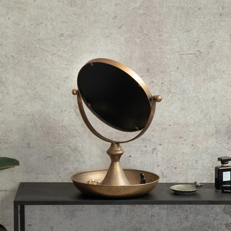 Зеркало для макияжа на одно лицо ручной работы с круглой ювелирной тарелкой