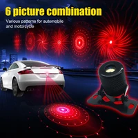 universal motorcycle car led laser tail light fog lamp anti collision rear end light 6 patterns warning lamp signal accessories