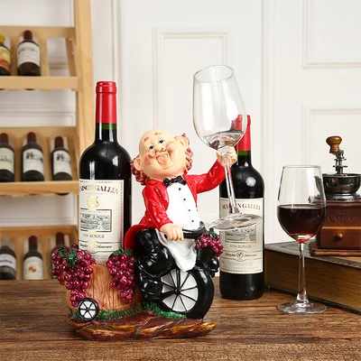 Creative chef high - grade decoration of the bottle holder resin creative wine shelf wine holder cabinet statues Home wedding