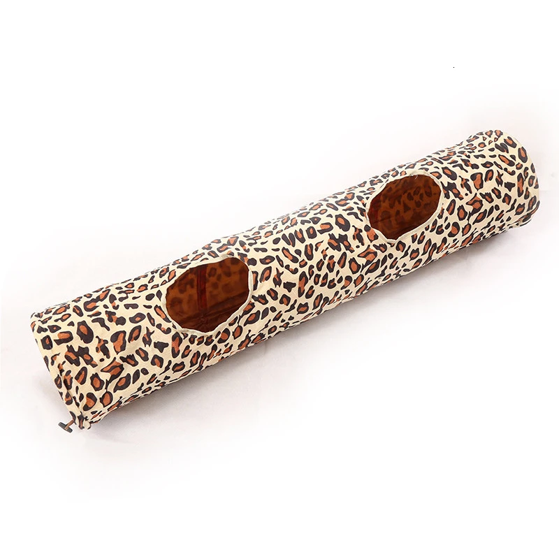 Leopard MESNUG Леопардовый принт Кошка Туннель Peek Hole короткие плюшевые портативный складной мягкий котенок игрушки с висячим пушистым шариком прочный - Цвет: Leopard