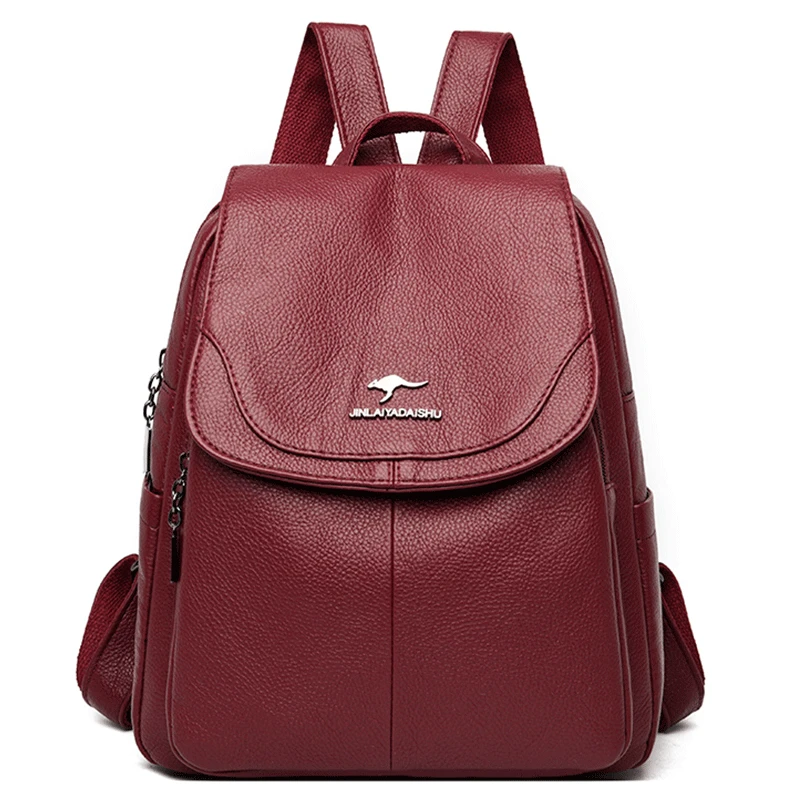 

Teenage Girls School Backpack Luxury Designer Back Pack for Women Solid Soft Leather Bagpack Ladies Vintage Travel Backpacks Sac