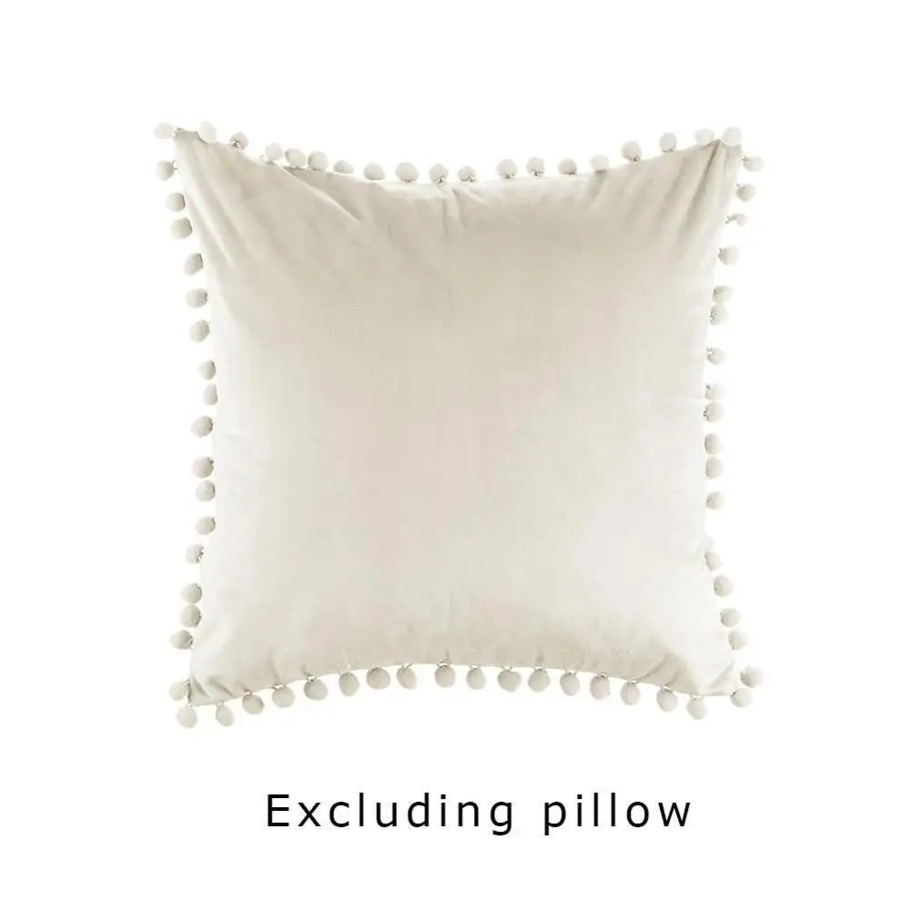 

Cilected Soft Velvet Decorative Pillowcase Bed Throw Cushions Square Pillows Car For Sofa Pompom Pillow Decor Home Covers C L7W5