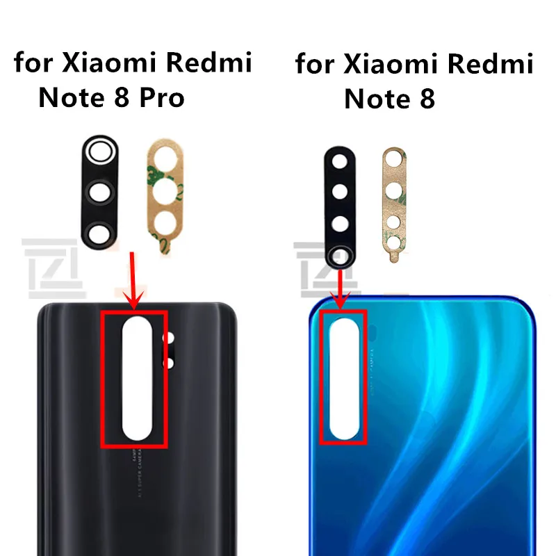 2 шт. для Xiaomi Redmi note 8 камера со стеклянными линзами задняя крышка для камеры note 8 pro камера со стеклянными линзами Замена запасных частей с клеем