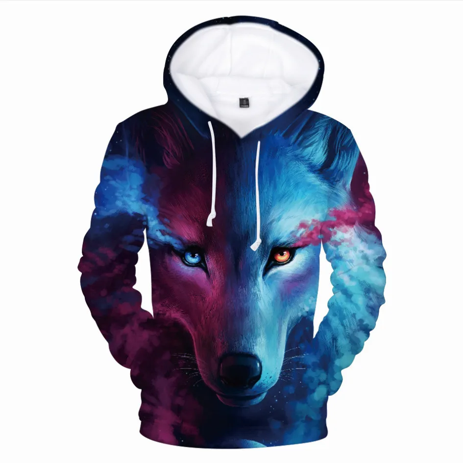 

Outwear Mooie Gele En Blauwe Hoodie Wolf Uil 3D Print Heren Jongens Hoodies Sweatshirt Volwassen Kind Size Kleding Hog Game