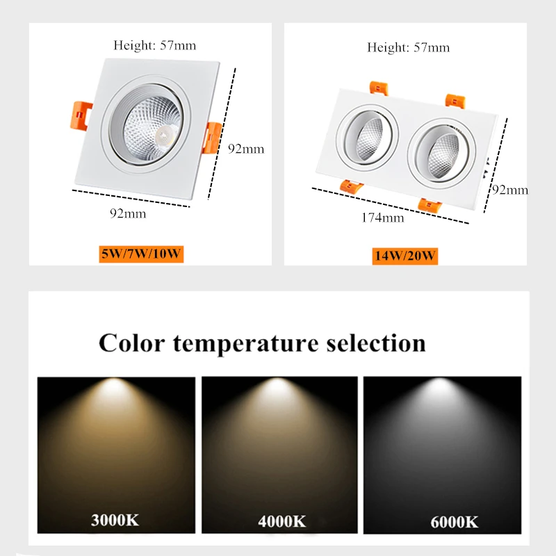 1 шт. квадратный Диммируемый светодиодный пуховый светильник cob потолочный