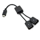 Type C OTG USB 3,1 штекер-Двойной 2,0 гнездо OTG Зарядка 2 порта концентратор кабель Y разветвитель
