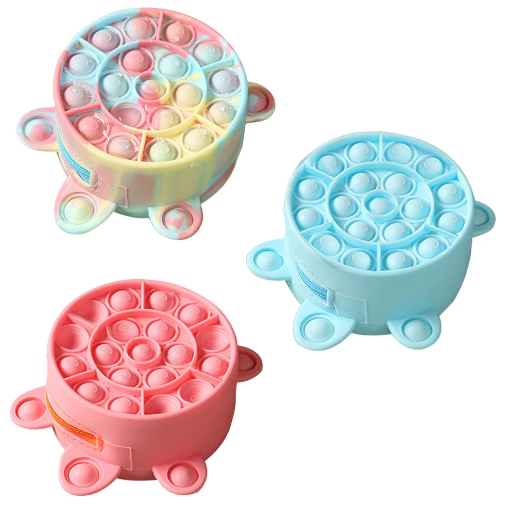 

Silicone Turtle Shaped Coin Purse Push Bubble Fidget Toy Sensory Squeeze Stress Reliver Storage Bag Decompression Kid Adult Gift