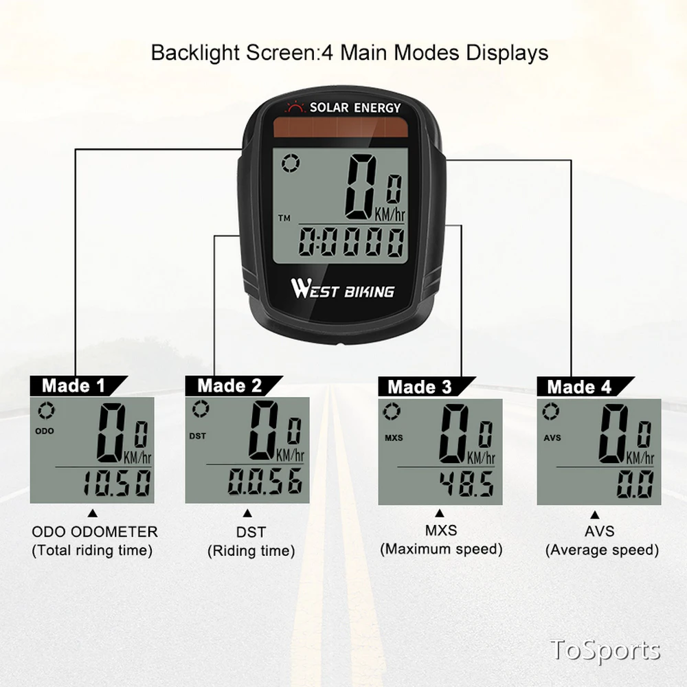 Беспроводной спидометр на солнечной батарее дорожный велосипед с большим