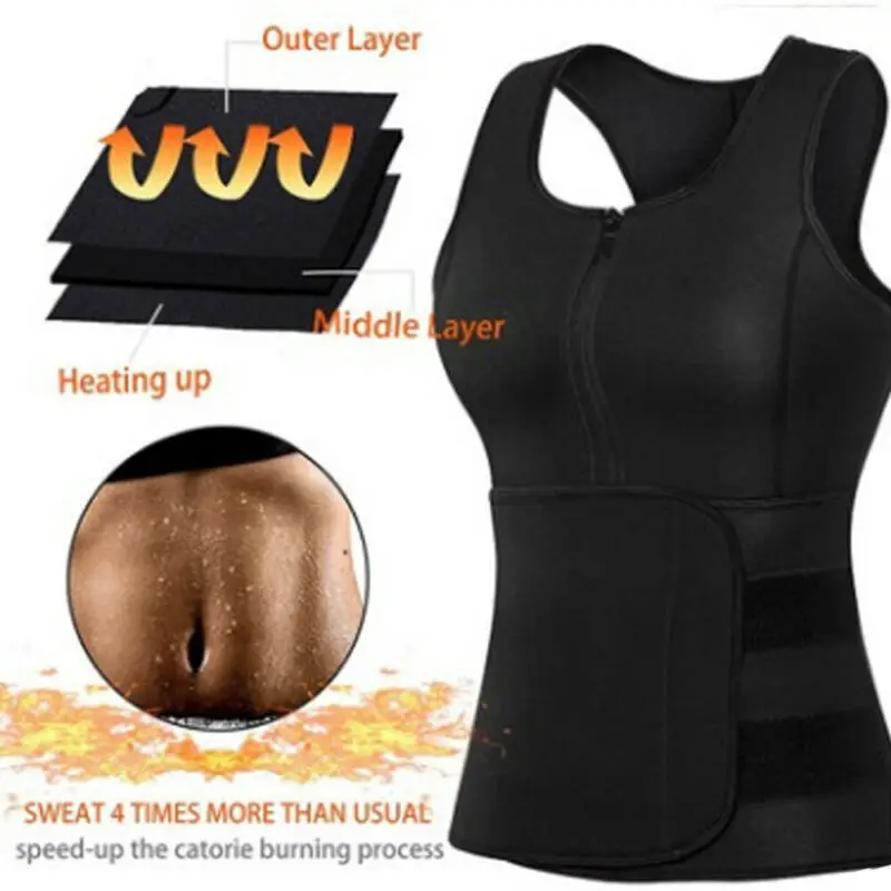 

Women Shapers zipper adjustable velcro strap lift support bust Sauna Gym Thermo Shaper Sweat Waist Trainer Belt Slimming Corset