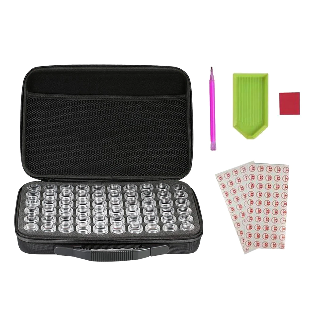 

60 Grids Diamond Painting Storage Bag Zipper DIY Beads Accessory Container Tools Set
