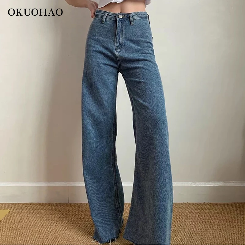 

Women's Fashion Jeans High Waist Mom Baggy Denim Trousers For Female Oversize Fashion Loose Straight Leg Pants Flared Vintage