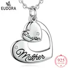 Eudora, Настоящее серебро 925 пробы, циркониевый кристалл, подвеска в виде сердца для матери и дочери, подарок на день матери, семейные подарки, ювелирные изделия