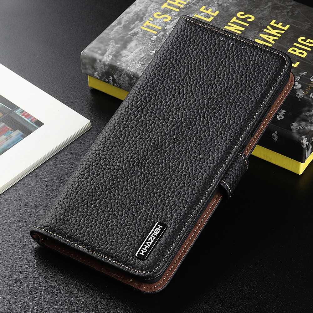 

Wallet Phone Case For MOTO G50 5G 2021 New phone Case Lychee Leather Real Cowhide Luxury Flip Protection