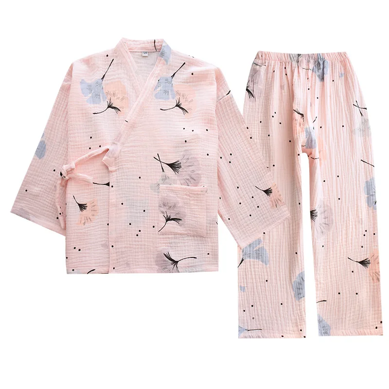 

Japanese Children's Pajamas Cotton Gauze Boys And Girls Kimono Cardigan Trousers Spring Summer Kimono Sweet Home Service Set