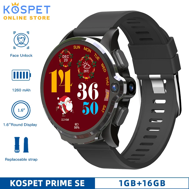 Мужские Смарт-часы KOSPET Prime SE, 1 ГБ, 16 ГБ, камера 1260 мАч, 1,6  дюйма, поддержка Face ID, 4G, GPS, Bluetooth, Android, Смарт-часы с  sim-картой | Электроника | АлиЭкспресс