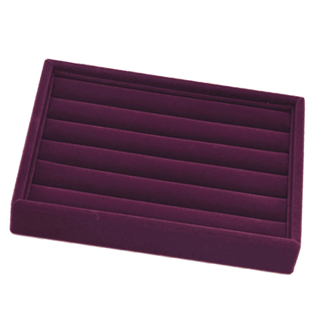 Элегантный фиолетовый бархат штабелируемые ювелирные изделия часы Кольцо
