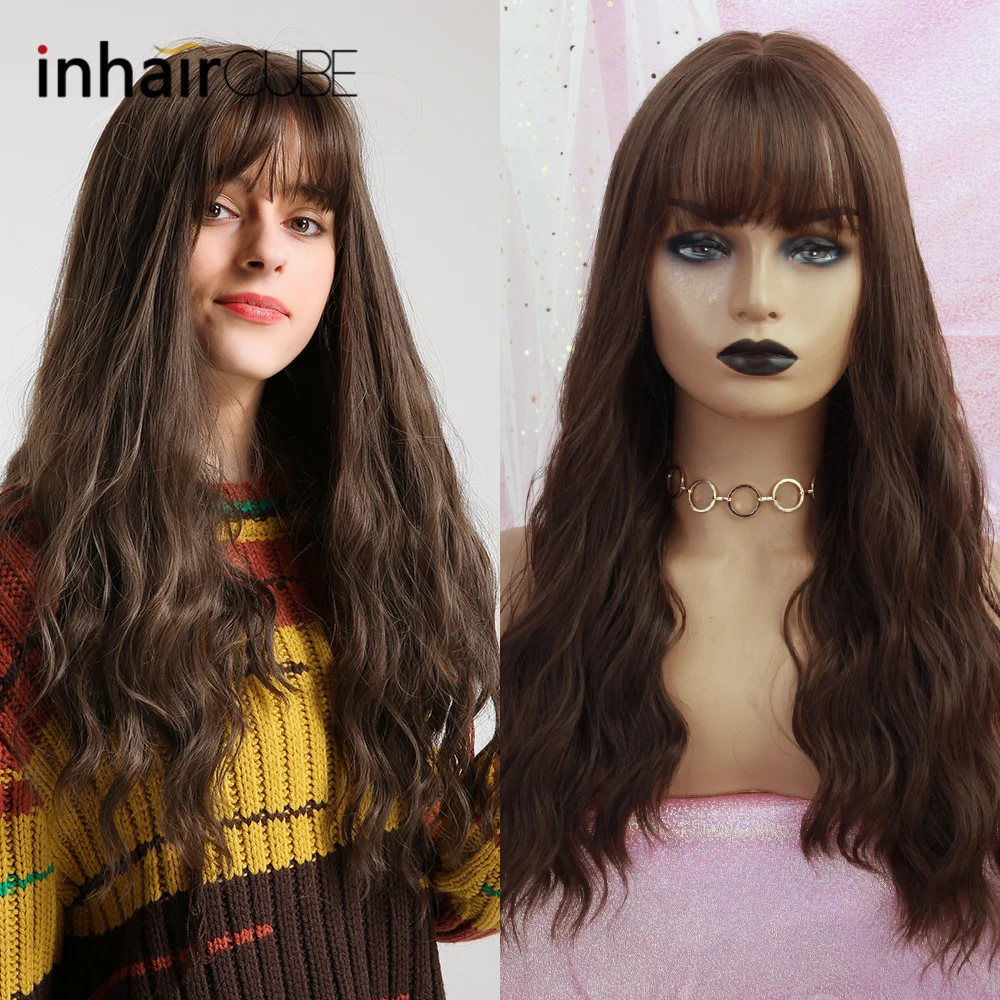 Inhair Cube женский парик темно коричневый длинные вьющиеся термостойкие