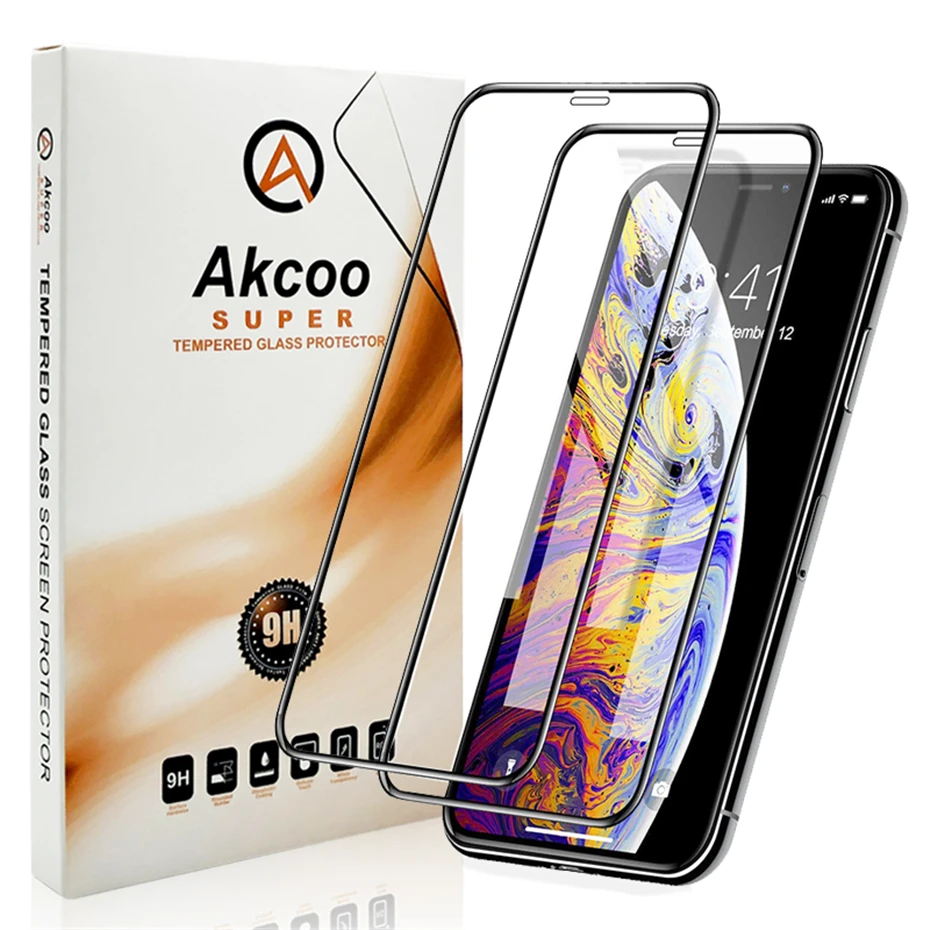 Akcoo 2 штуки 3D изогнутое закаленное Высокопрочное Стекло Защитная пленка для экрана для iPhone 11 сведена к минимуму благодаря профессиональной чехол от царапин на ощупь для iPhone XR XS Max Стекло