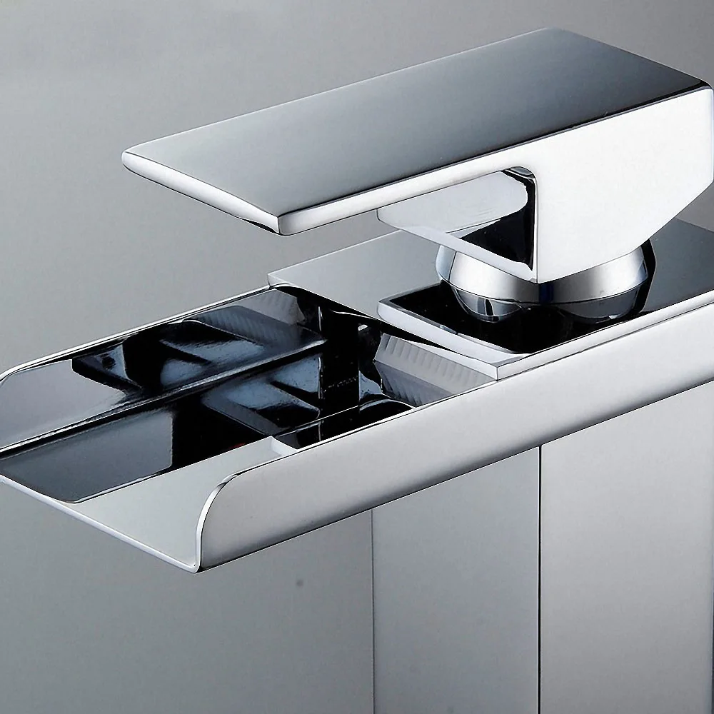 Современные серебряные смесители для раковины водопад латунный хромированный