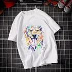 Акварельная Повседневная футболка с принтом животных, женская футболка в стиле Харадзюку с графическим рисунком, забавная футболка с собаками, женские футболки, белая футболка для девочек, Топ