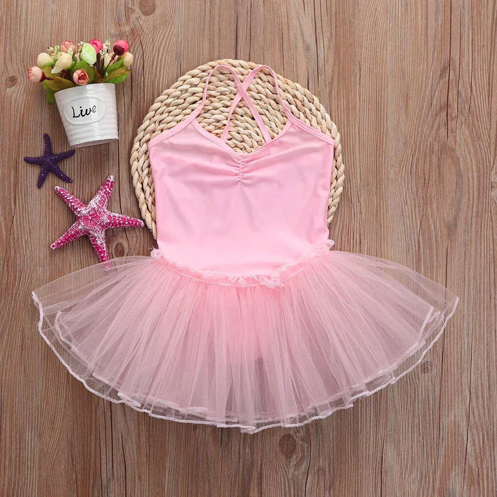 Toddler Girls Ballet Tutu Dress Soild Leotards Strap Sleeveless Gymnastics Swim Suit For Dancing HOOLER | Детская одежда и обувь