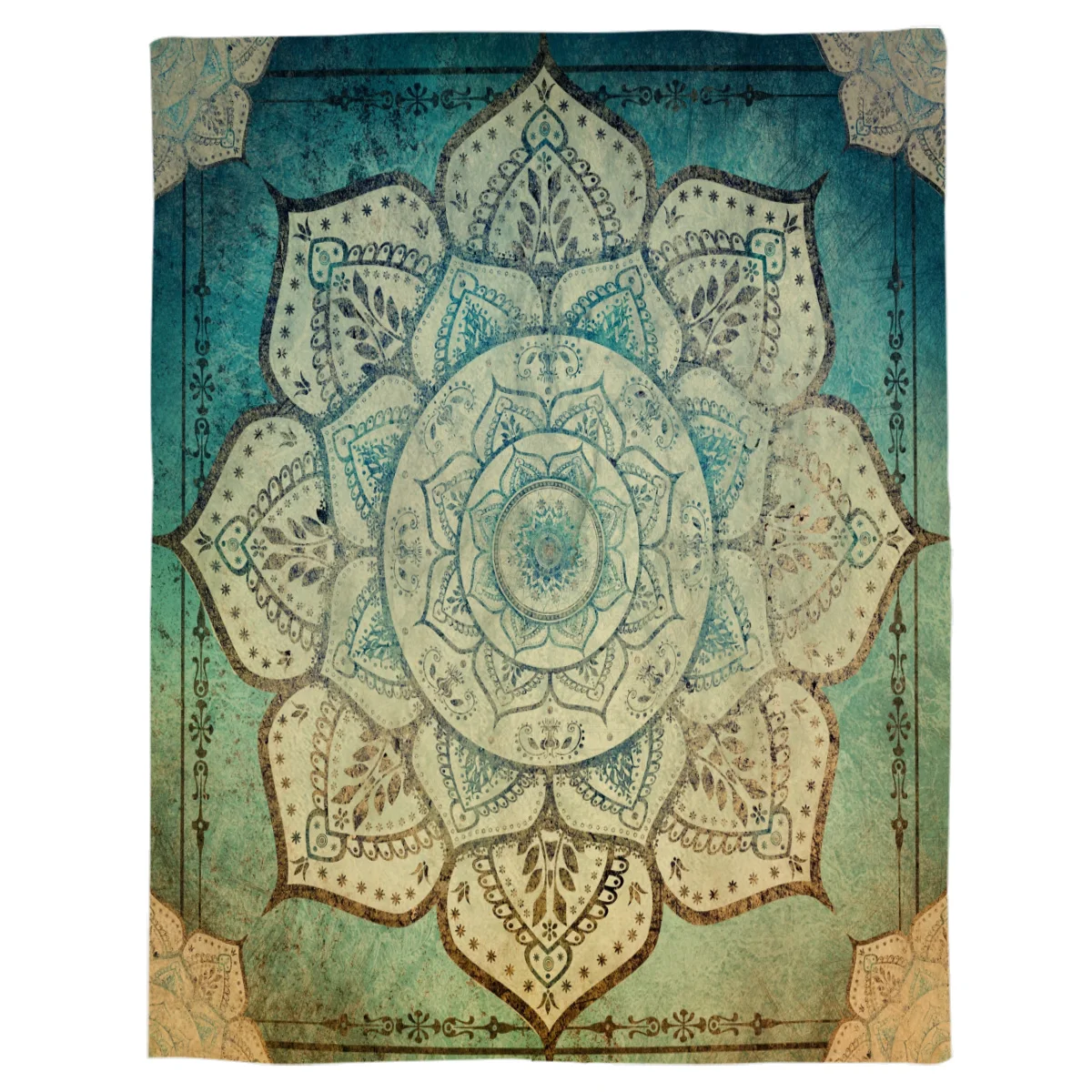 Одеяло для сна с выцветшим богемным принтом мандалы мягкое удобное бархатное