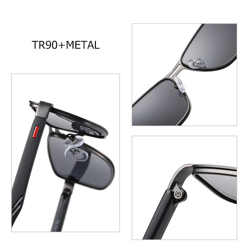 

Classic Sunglasses Designer 2021 Trend Retro Day Night Vision Driving Sunglass Male Rectangle Polarized Sun Glasses For Men TR90