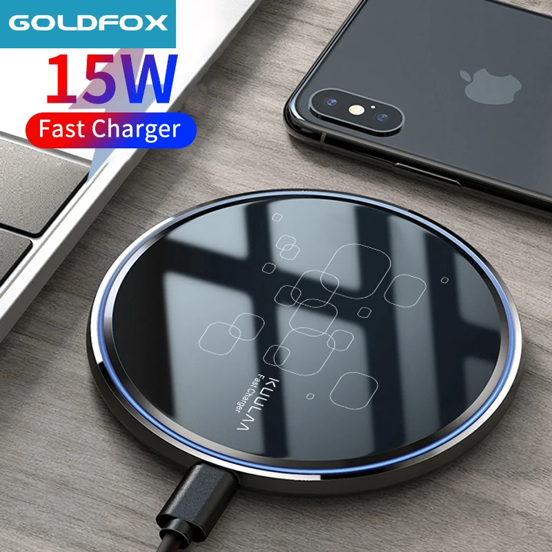 

Qi Wireless Charger 15W Phone Charger For Xiaomi Mi 11 10s Fast Charging Pad For iphone 12 11pro Max Mini X XR 8 Plus