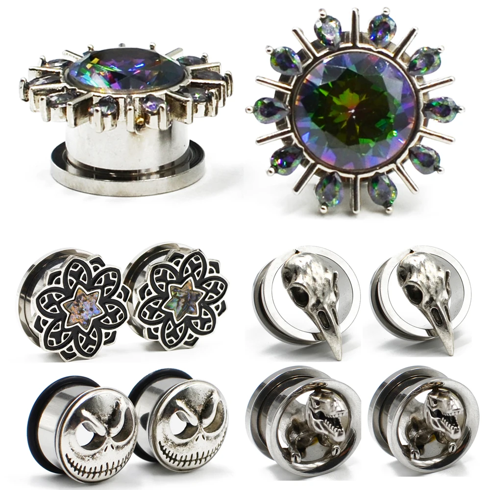 2 шт. из нержавеющей стали с цветком фианит винт камнем подходит для ушей тоннель