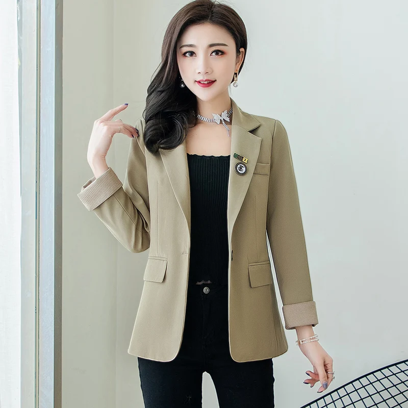 

Fashion Solid Casual Women Slim Blazer One Button Design Women's Jacket Blazer L-3XL