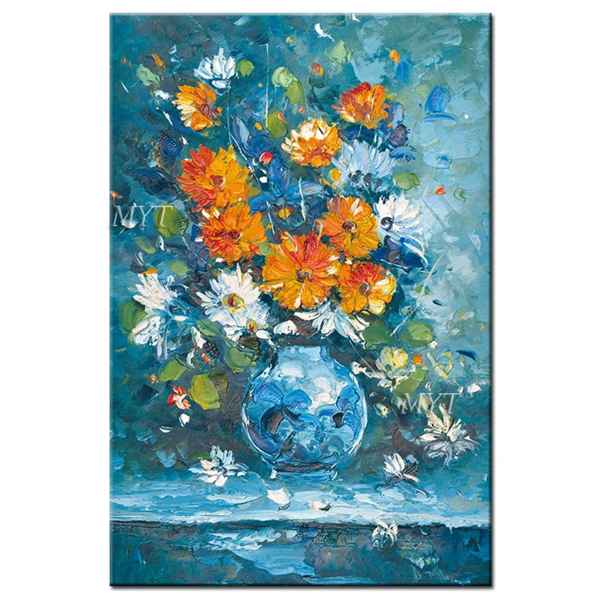 

Flower Vase Oil Painting Abstract Heavy Texture Handmade Canvas Paintings Wall Art Living Room Decoration Piece Unframed Artwork