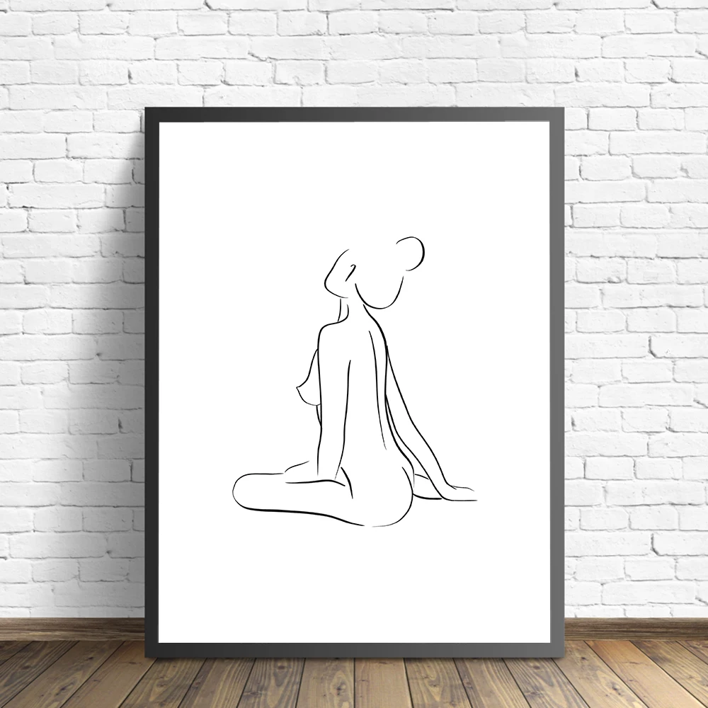 

Woman Body One Line Drawing Canvas Painting Abstract Female Figure Art Prints Nordic Minimalist Poster Bedroom Wall Art Decor