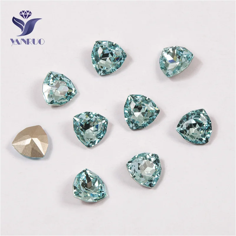 Aquamarine Yanruo 4706 Trilliant Стеклянные Камни DIY Strass острый задний кристалл для нашивки Стразы все для шитья аксессуары - Цвет: Aquamarine