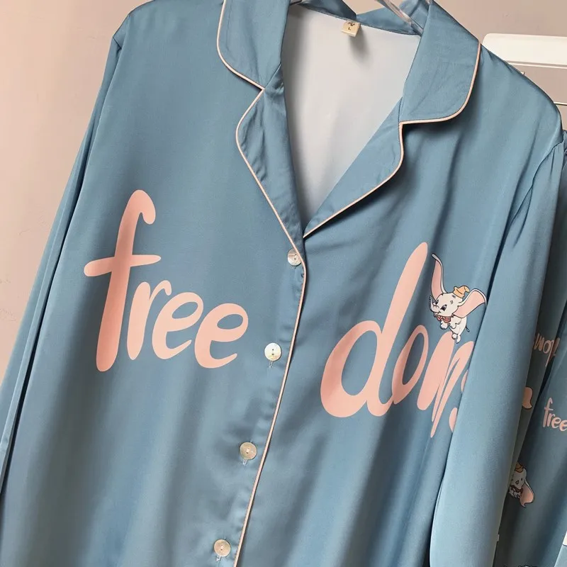 Женские пижамные комплекты пижамы с длинным рукавом Атласный Костюм мягкая