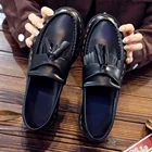 Мужские и женские лоферы из первого слоя воловьей кожи с бахромой, женская обувь Martin, студенческие туфли в британском стиле с круглым носком