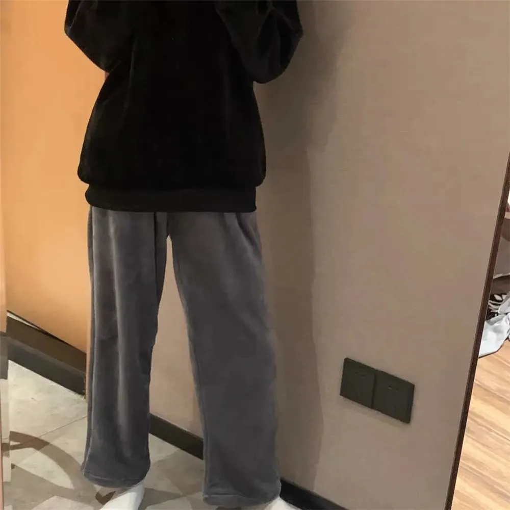 

Pajama Sets Women Simple Warm Winter Thick Loose Lounge Home-Wear O-Neck Long Sleeve Leisure Solid Students Sleeepwear Female