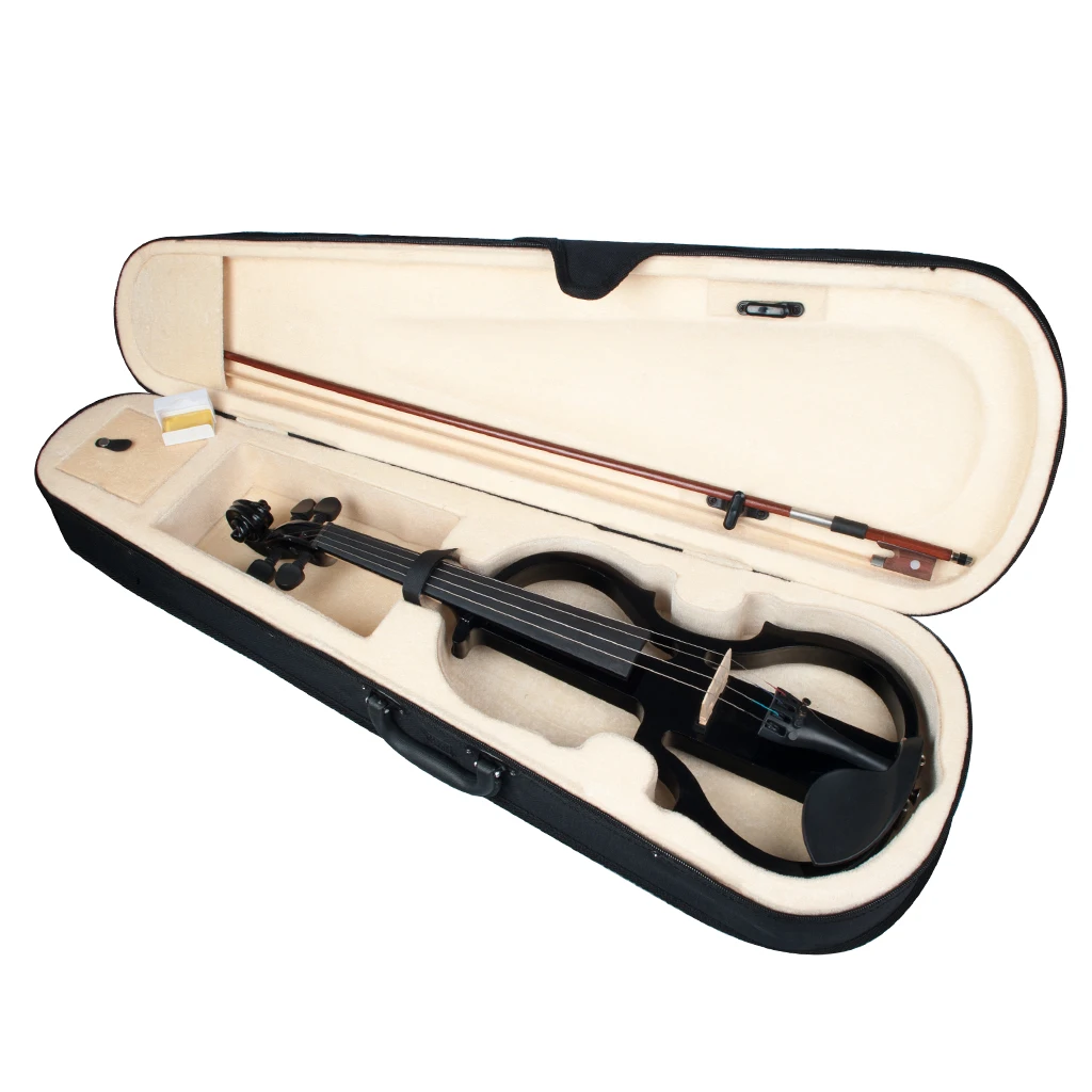 4/4 полноразмерный черный электрический набор для скрипки с бантом из