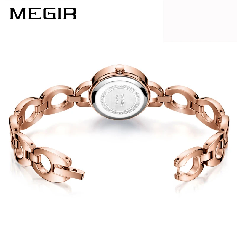 MEGIR роскошные женские часы золотые кварцевые часы-браслет водонепроницаемые