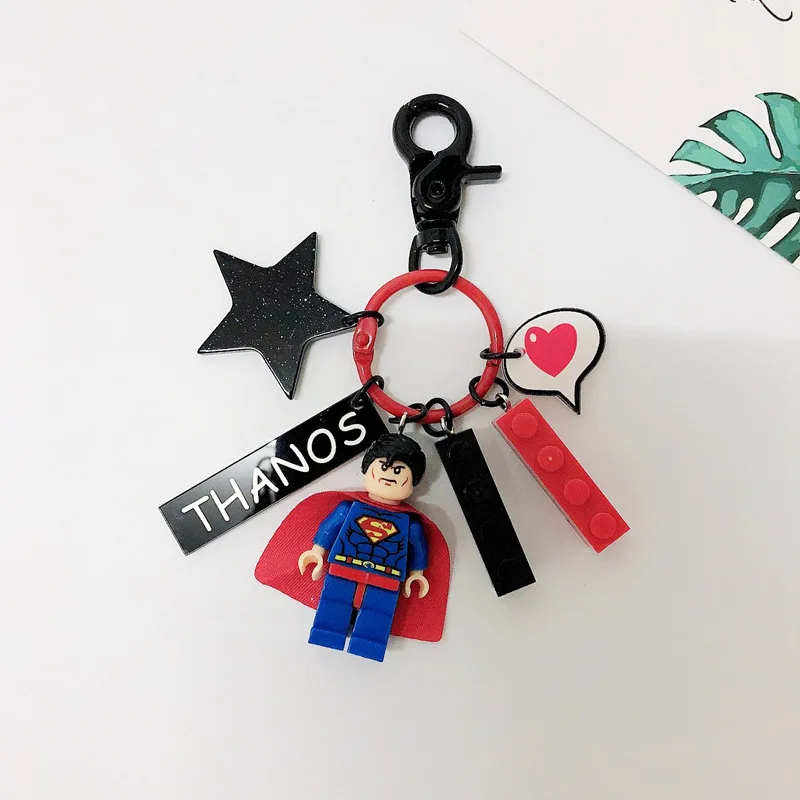 Disney Iron Man Captain America Thor Spider Jedi Knight Anime Figure Key Chains Building Block Marvel Avengers Keychains | Украшения и