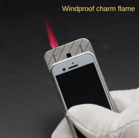 classic phone modelling windproof sliding off inflated butane gas lighter turbine torch jet flame iigniter gadget