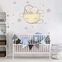 cute elephant stars wall stickers room decoration baby nursery kids home decoration wall decals cloud moon stars house sticker