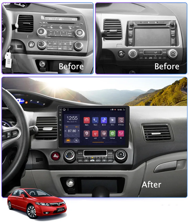 2G ram 32G rom 10 1 дюймов Автомобильный Аудио плеер для Honda civic 2004-2011 Стерео gps