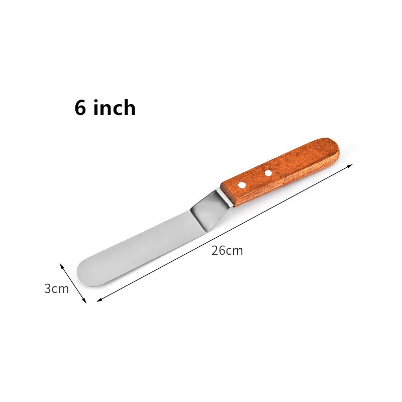 Angled 6 inch 4/6/8/10 дюймов Нержавеющая сталь лопатка для торта соблазнительный крем масло для защиты от обледенения глазурь Ножи гладкой Кухня Кондитерские инструменты для украшения торта - Цвет: Angled 6 inch