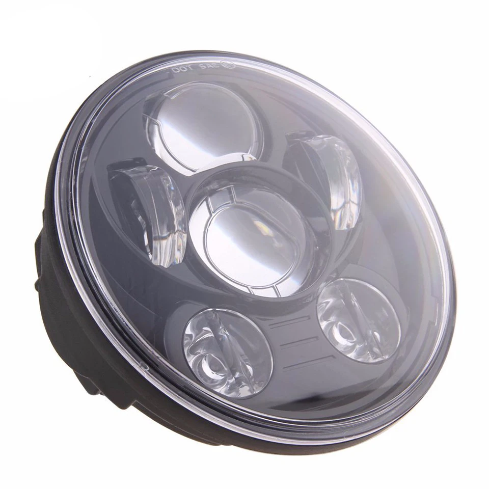 black lamp Мотоцикл 5-3/" светодиодный круглый налобный фонарь для Harley Sportster 1200 XL хром 5,75 дюймов H4 светодиодный налобный фонарь для мотоцикла - Цвет: black lamp