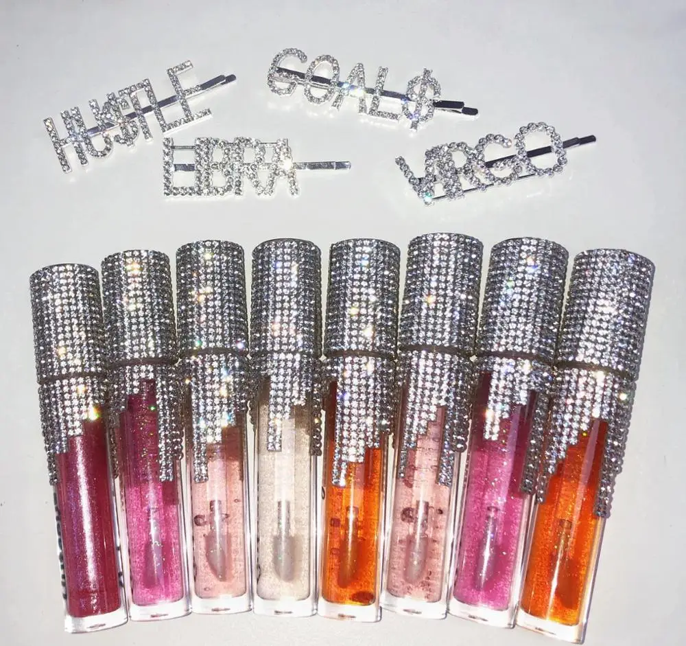 

Lip Gloss Diamond Wand Tube Shining Hair Pin Glitter Nude Clear Vegan Lipgloss Wholesale Vendor Hot Seller