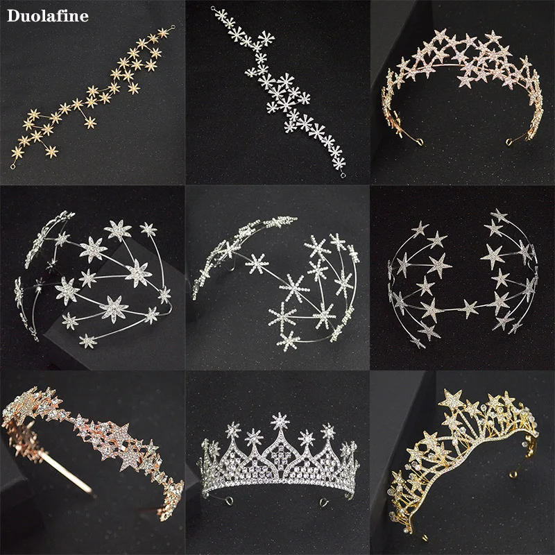 Duolafine Лучшая Продажа Серебряная Звезда Свадебные Стразы Корона свадебная