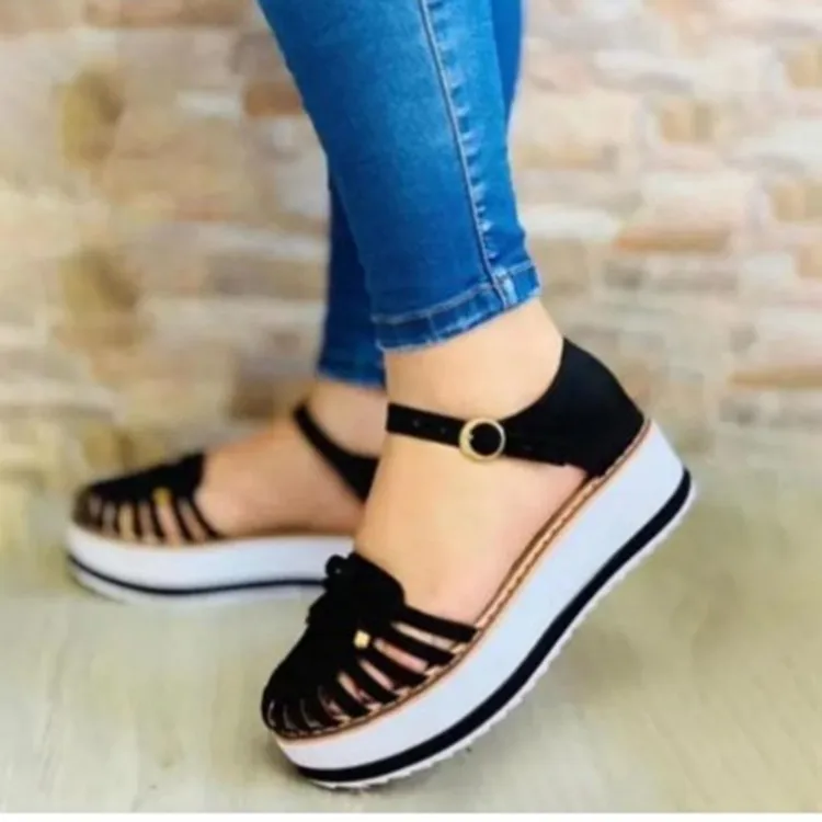 

Comfort Shoes for Women Clogs With Heel Buckle Strap Large Size Female Sandal Cross 2021 Summer Velvet Thick Big Girls Beige Low