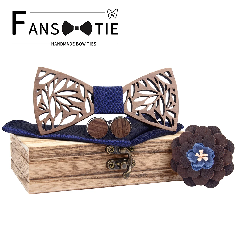 5 шт. полый шейный платок деревянный галстук бабочка Карманный квадратный набор