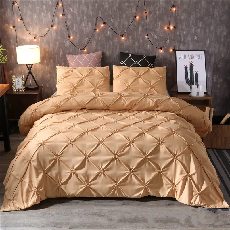 

Hot Selling Home Textile Pull Flower Solid Color Quilt Cover Bedding 3D Bed Set Queen Size Bed Set Bedding Set Queen