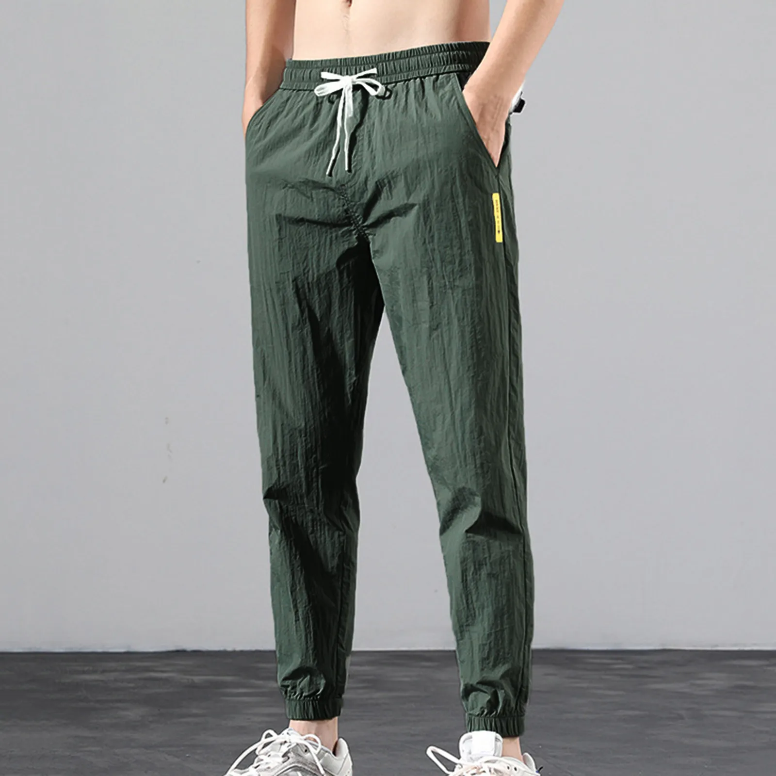 Мужские модные брюки-карго свободный спортивный костюм с завязывающимися